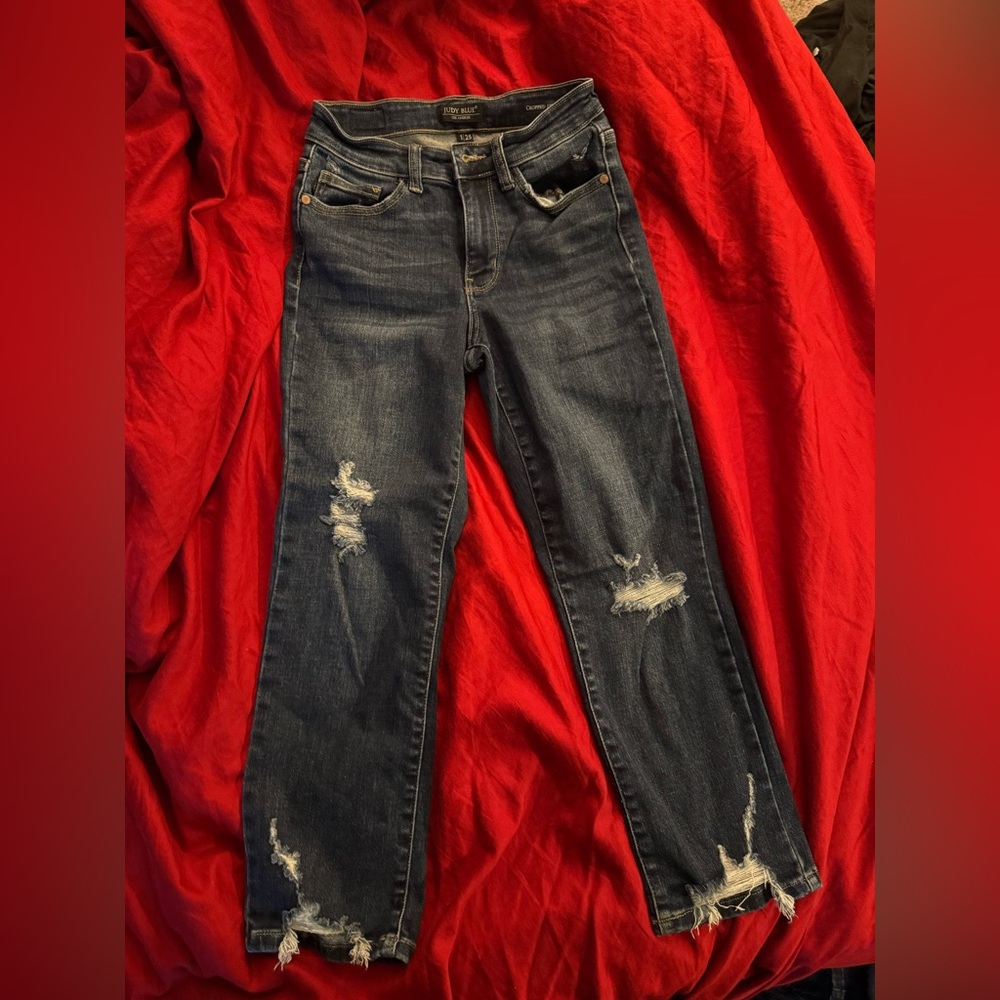 Judy Blue Dark Distressed Skinny Jeans